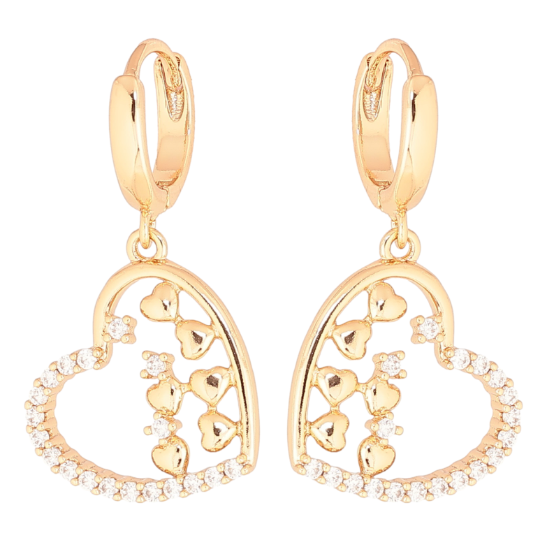 Серьги Xuping Позолота 18K подвески на колечках Сердечки фото №1