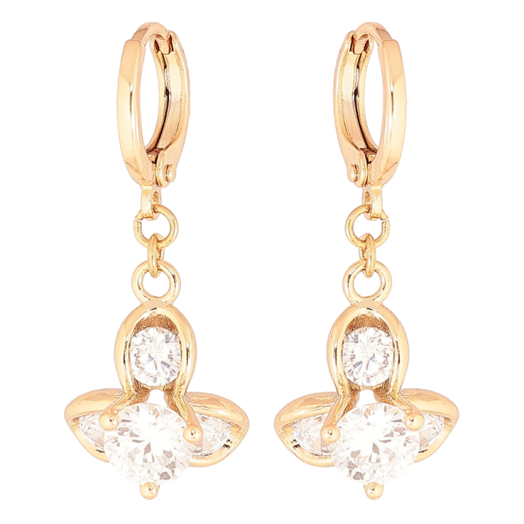 Серьги Xuping Позолота 18K подвески на колечках Кристальные цветочки фото №16