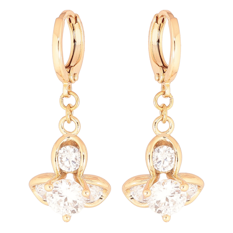 Сережки Xuping Позолота 18K підвіски на колечках «Кришталеві квіточки» фото №1