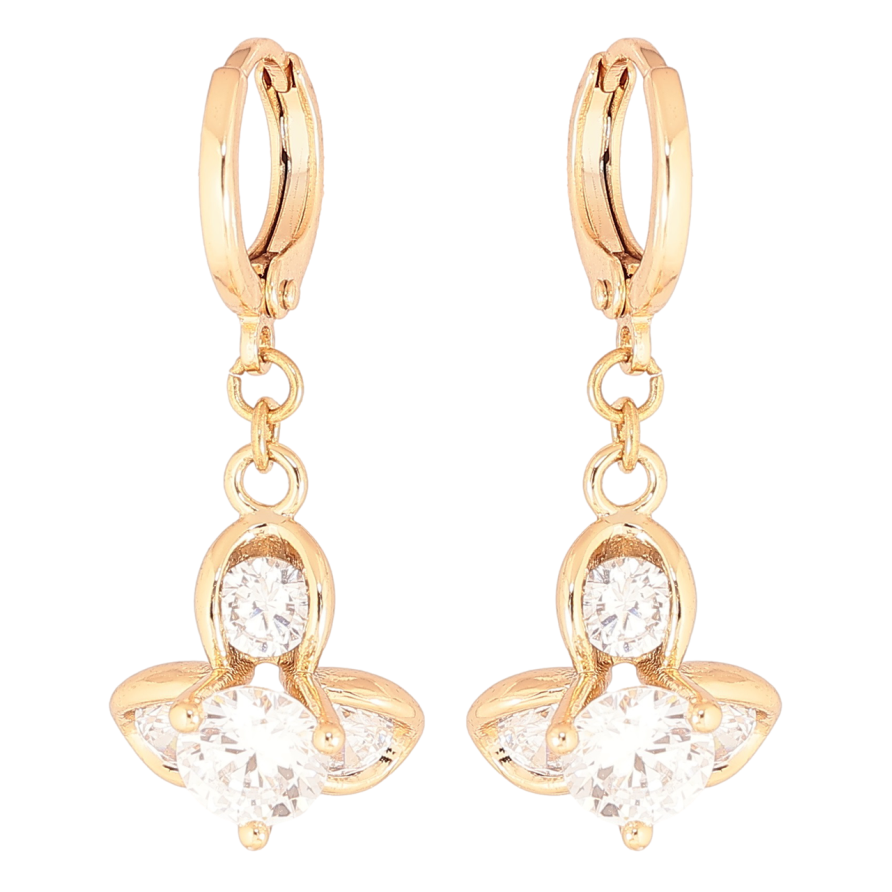 Серьги Xuping Позолота 18K подвески на колечках Кристальные цветочки фото №1 Серьги Xuping Позолота 18K подвески на колечках Кристальные цветочки фото №1