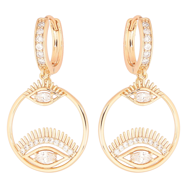 Серьги Xuping Позолота 18K подвески на колечках Глаза с кристаллами фото №20