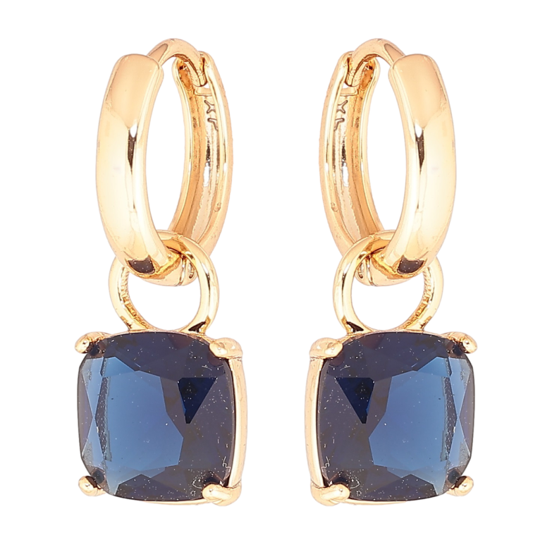 Серьги Xuping Позолота 18K подвески на колечках Синие кристаллы 9х9мм, 2 в 1 фото №1 Серьги Xuping Позолота 18K подвески на колечках Синие кристаллы 9х9мм, 2 в 1 фото №1