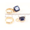 Серьги Xuping Позолота 18K подвески на колечках Синие кристаллы 9х9мм, 2 в 1 фото №2