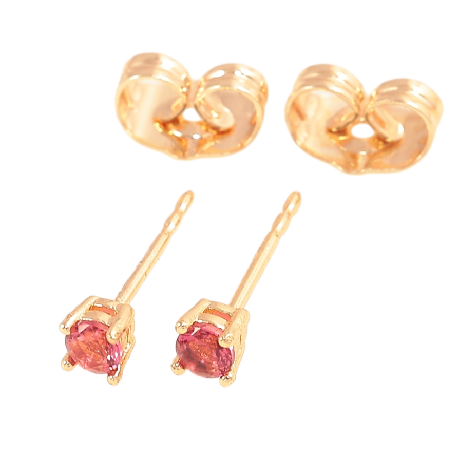 Сережки Xuping M&L Колір 18K пусети Малинові кристали в 4-х крапановій оправі» ø 3мм фото №1