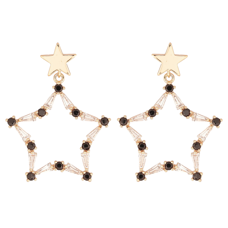 Серьги Xuping M&L Цвет 18K пусеты Звезды с черно-белыми кристаллами фото №11