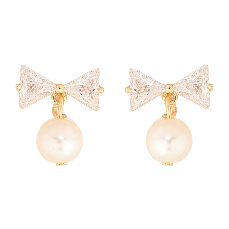 Серьги Xuping M&L Цвет 18K пусеты Кристальные банты с жемчужинами фото №1 Серьги Xuping M&L Цвет 18K пусеты Кристальные банты с жемчужинами фото №1