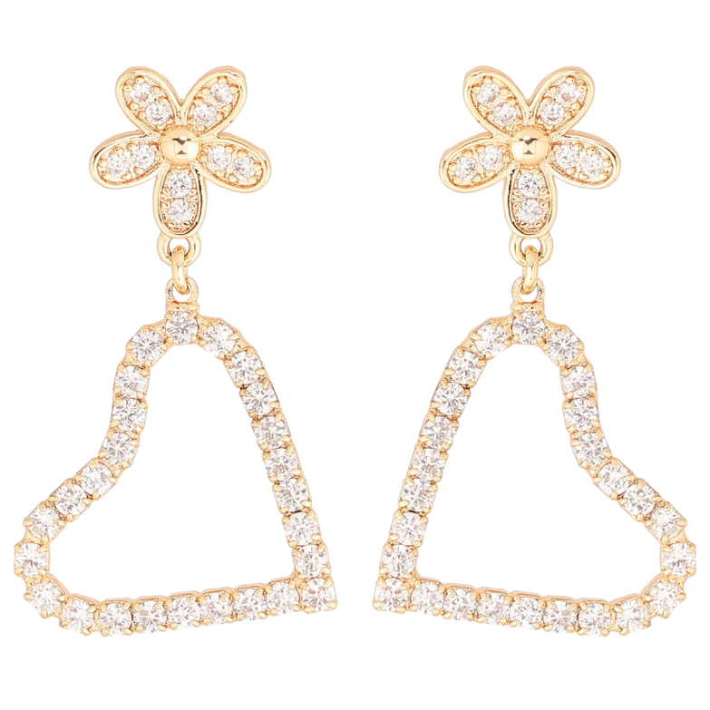 Сережки Xuping M&L Колір 18K пусети «Квіточки з сердечками» фото №1 Сережки Xuping M&L Колір 18K пусети «Квіточки з сердечками» фото №1