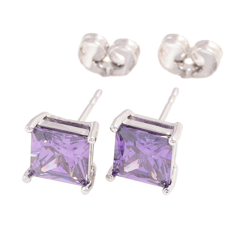 Серьги Xuping M&L Цвет Родий пусеты Сиреневые кристаллы 7х7мм фото №15 Серьги Xuping M&L Цвет Родий пусеты Сиреневые кристаллы 7х7мм фото №15