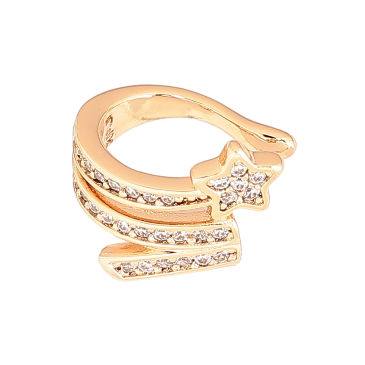 Сережки Xuping Позолота 18K моно-кафа «Візерунок з кришталевими доріжками та зіркою» (1шт) фото №5