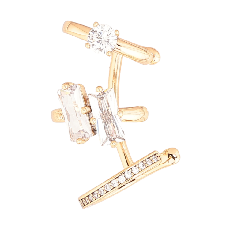 Сережки Xuping Позолота 18K моно-кафа «Візерунок з кристалами» (1шт) фото №7