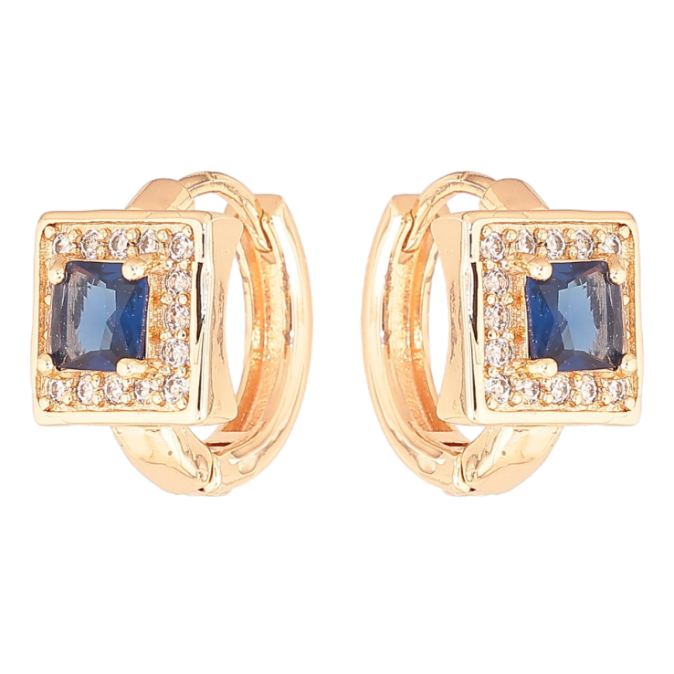 Серьги Xuping M&L Цвет 18K колечки Синий кристалл в обрамлении мелких кристалликов фото №10