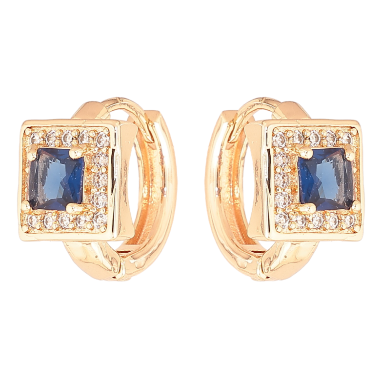 Сережки Xuping M&L Колір 18K колечка «Синій кристал в обрамленні дрібних кристаликів» фото №1