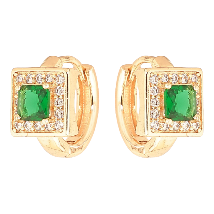 Серьги Xuping M&L Цвет 18K колечки Зеленый кристалл в обрамлении мелких кристалликов фото №25