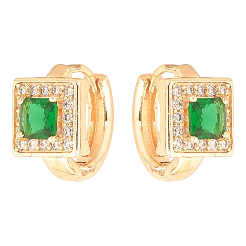 Серьги Xuping M&L Цвет 18K колечки Зеленый кристалл в обрамлении мелких кристалликов фото №1