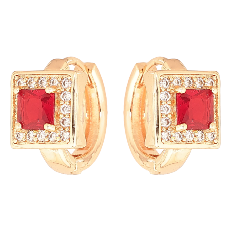 Серьги Xuping M&L Цвет 18K колечки Красный кристалл в обрамлении мелких кристалликов фото №21