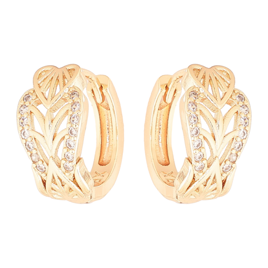 Серьги Xuping M&L Цвет 18K колечки Резной узор с кристаллами фото №1 Серьги Xuping M&L Цвет 18K колечки Резной узор с кристаллами фото №1