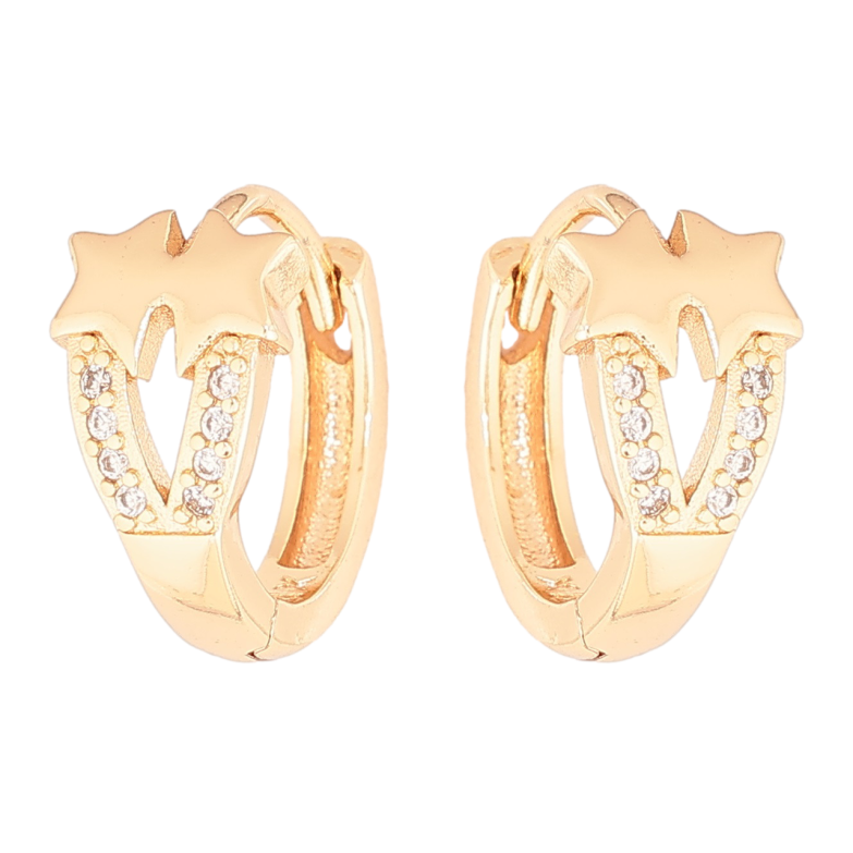 Сережки Xuping M&L Колір 18K колечка «Зірки з кришталевими доріжками» фото №2 Сережки Xuping M&L Колір 18K колечка «Зірки з кришталевими доріжками» фото №2