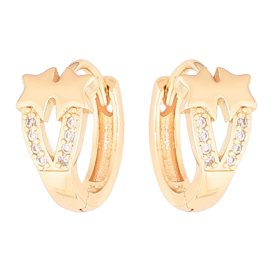 Сережки Xuping M&L Колір 18K колечка «Зірки з кришталевими доріжками» фото №1