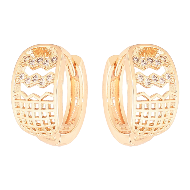 Серьги Xuping M&L Цвет 18K колечки Резной узор с кристаллами фото №1