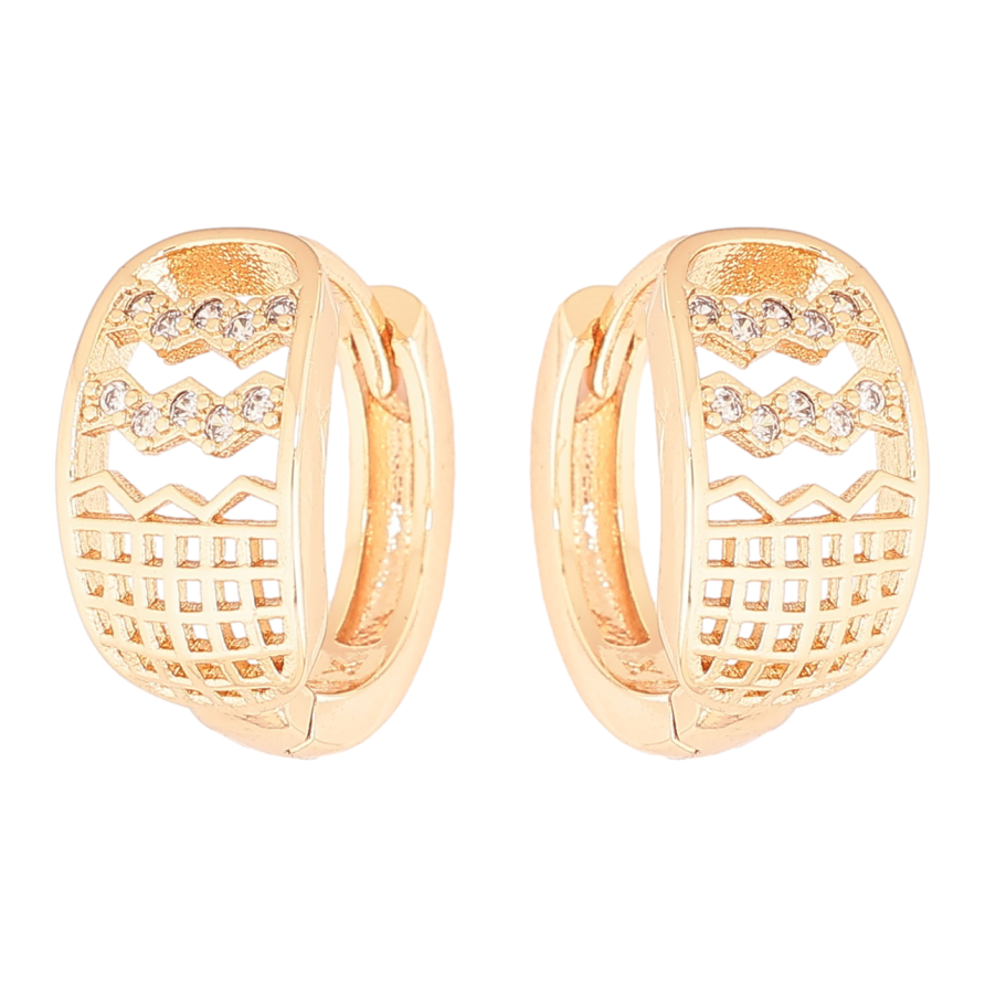 Серьги Xuping M&L Цвет 18K колечки Резной узор с кристаллами фото №1