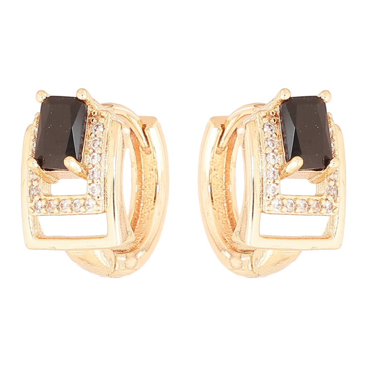Сережки Xuping M&L Колір 18K колечка «Візерунок з чорними кристалами» фото №21