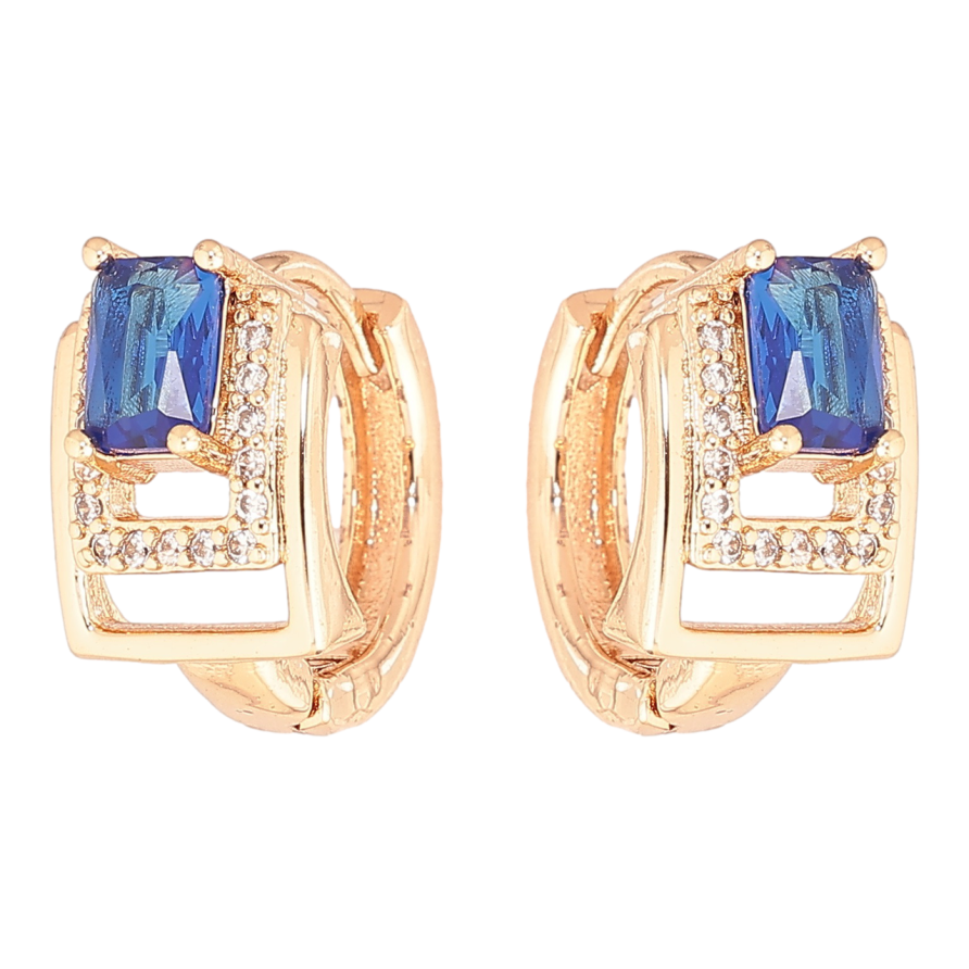 Сережки Xuping M&L Колір 18K колечка «Візерунок з синіми кристалами» фото №1