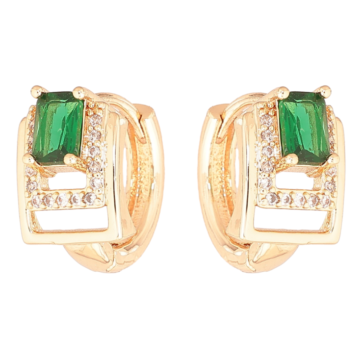 Сережки Xuping M&L Колір 18K колечка «Візерунок з зеленими кристалами» фото №23