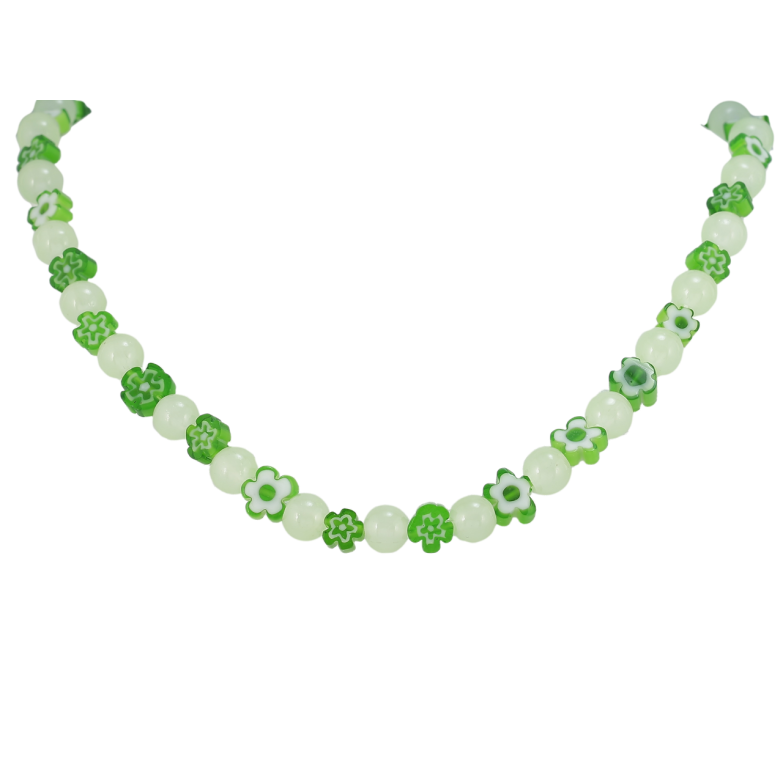 Колье Xuping ТТМ Stainless Steel цвет Родий Зелено-белые бусины длина 40-45см х 2-8мм фото №1 Колье Xuping ТТМ Stainless Steel цвет Родий Зелено-белые бусины длина 40-45см х 2-8мм фото №1