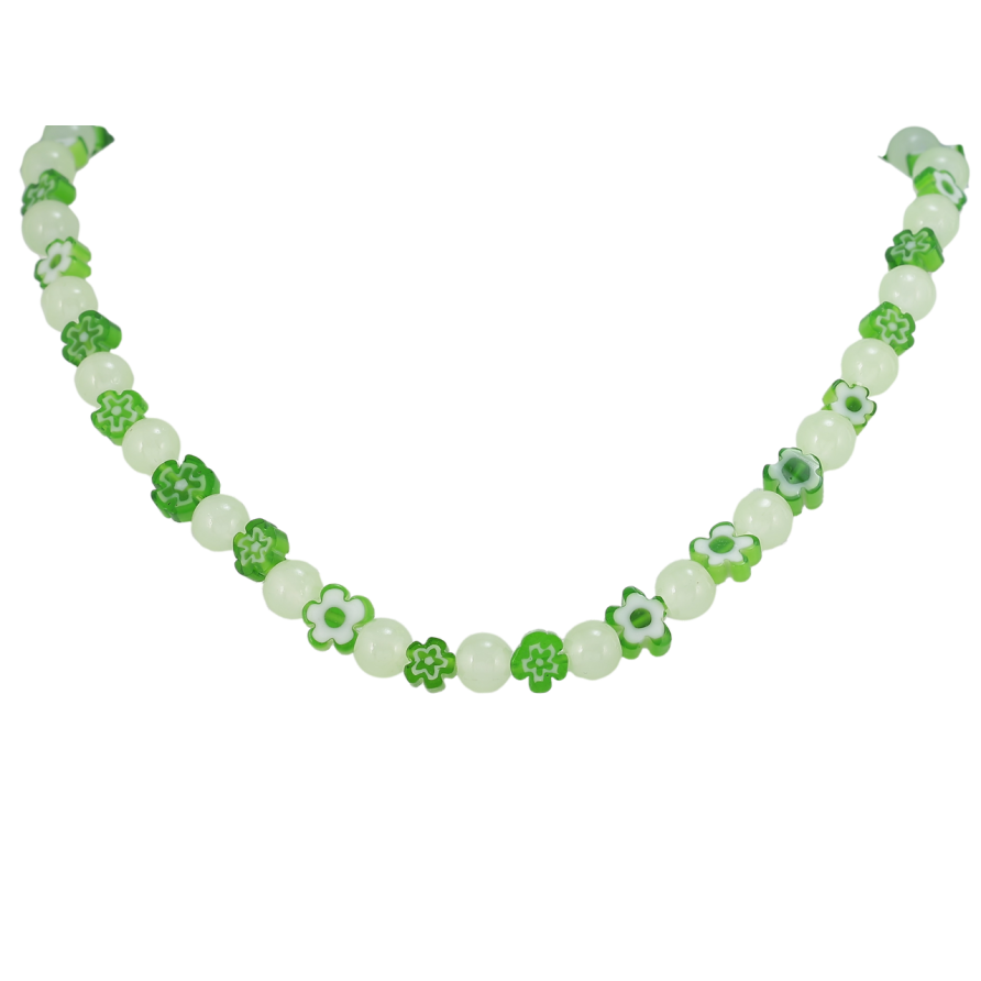 Колье Xuping ТТМ Stainless Steel цвет Родий Зелено-белые бусины длина 40-45см х 2-8мм фото №1 Колье Xuping ТТМ Stainless Steel цвет Родий Зелено-белые бусины длина 40-45см х 2-8мм фото №1