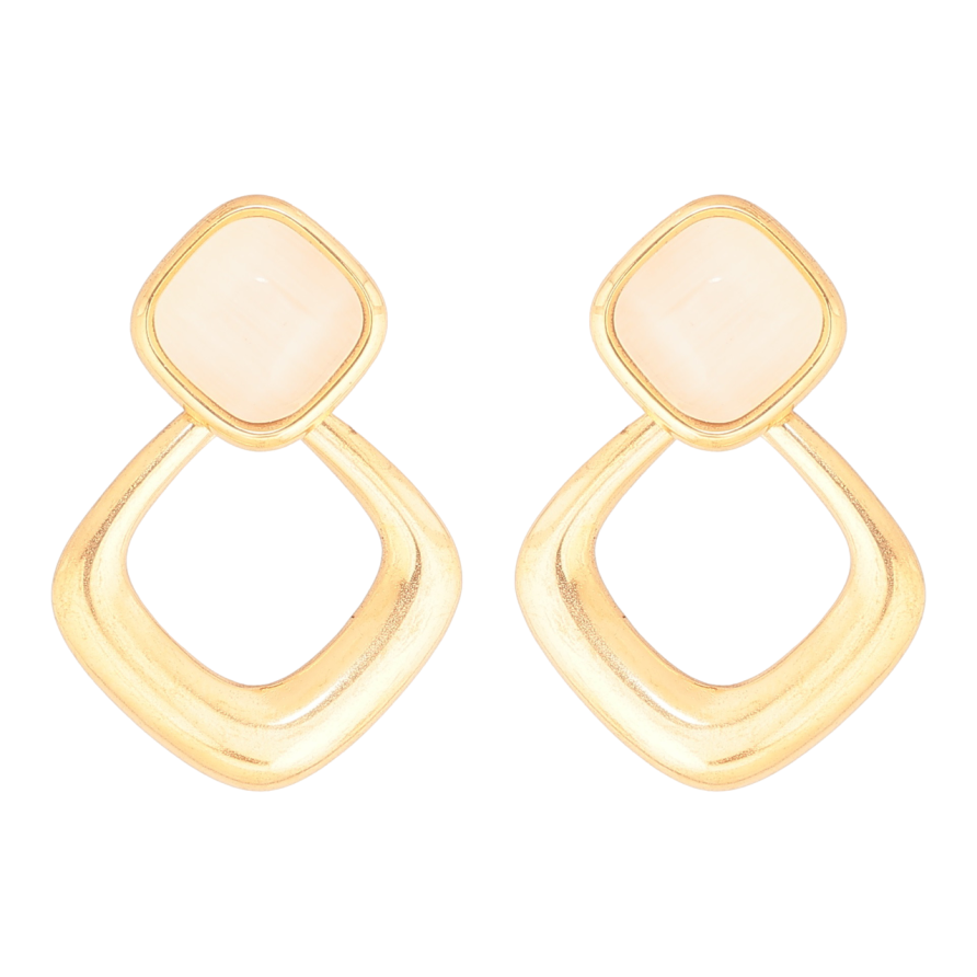 Сережки Xuping TTM Stainless Steel колір 18К пусети «Ромбові підвіски з «Котячим оком» фото №1