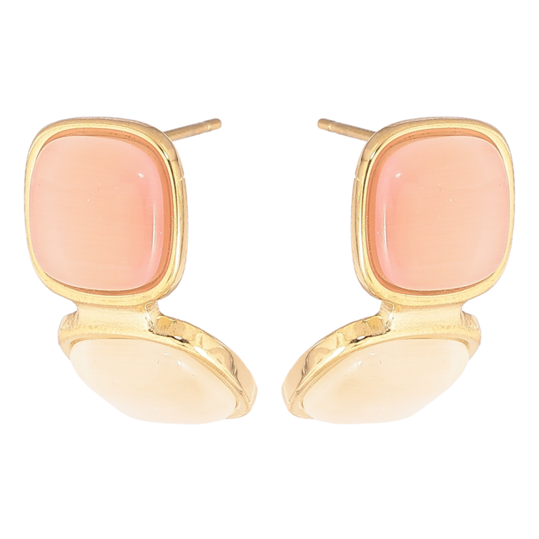 Сережки Xuping TTM Stainless Steel колір 14К пусети «Візерунок з «Котячим оком» фото №1 Сережки Xuping TTM Stainless Steel колір 14К пусети «Візерунок з «Котячим оком» фото №1