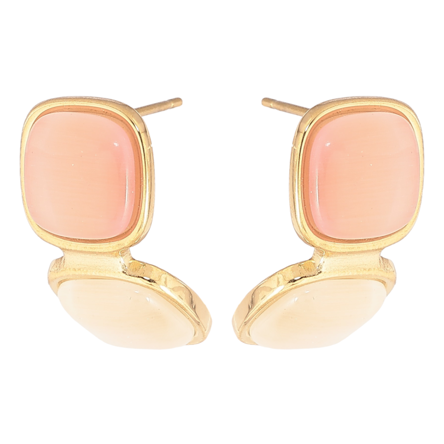 Сережки Xuping TTM Stainless Steel колір 14К пусети «Візерунок з «Котячим оком» фото №1 Сережки Xuping TTM Stainless Steel колір 14К пусети «Візерунок з «Котячим оком» фото №1