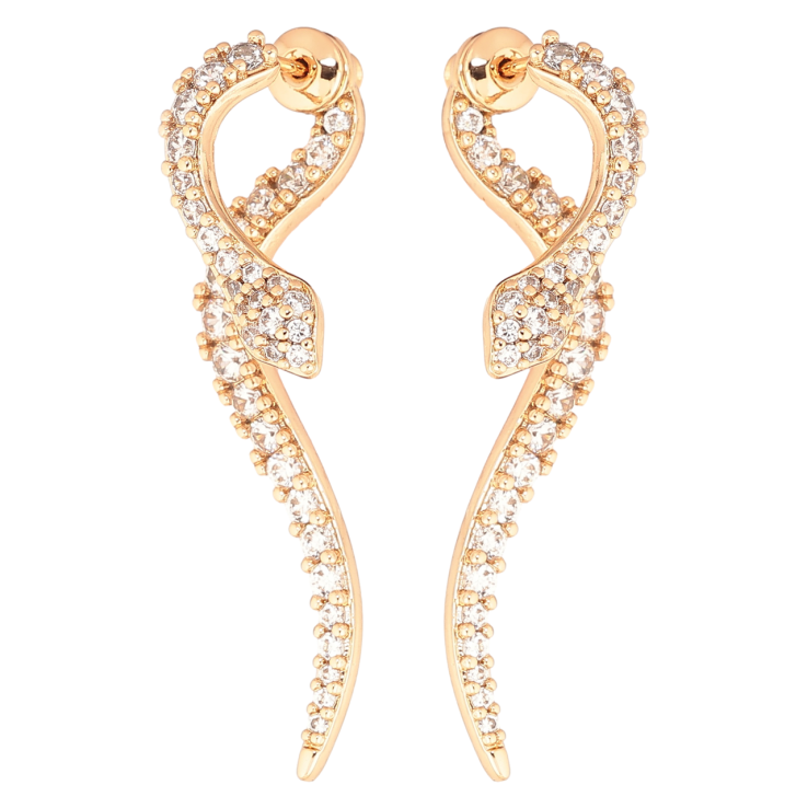 Сережки Xuping Позолота 18K пусети-джекети «Змії з інкрустацією кристалами» фото №6 Сережки Xuping Позолота 18K пусети-джекети «Змії з інкрустацією кристалами» фото №6