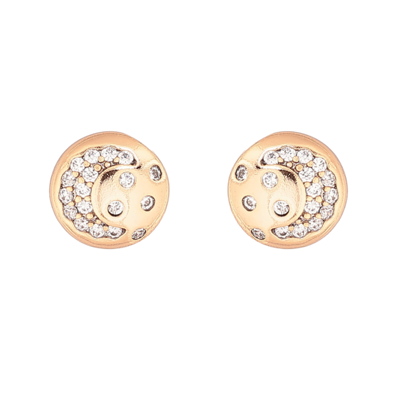 Серьги Xuping Позолота 18K пусеты Круги с узором кристаллами ø 8мм фото №1 Серьги Xuping Позолота 18K пусеты Круги с узором кристаллами ø 8мм фото №1
