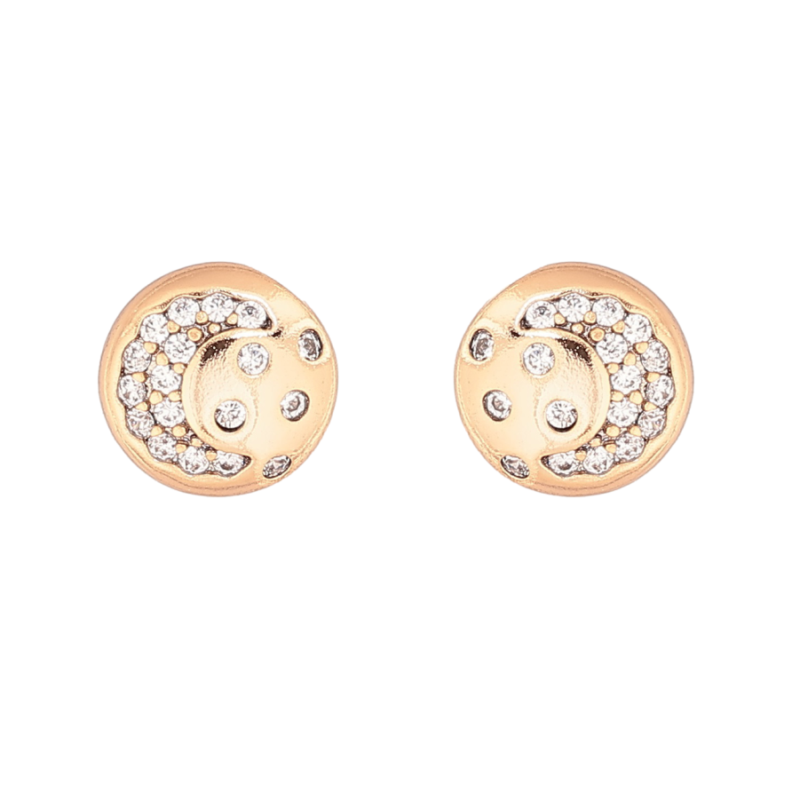 Сережки Xuping Позолота 18K пусети «Круги з візерунком кристалами ø 8мм фото №1