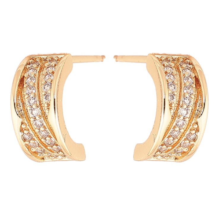 Серьги Xuping Позолота 18K пусеты Узор с кристальными дорожками фото №10