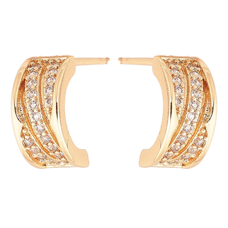 Серьги Xuping Позолота 18K пусеты Узор с кристальными дорожками фото №3