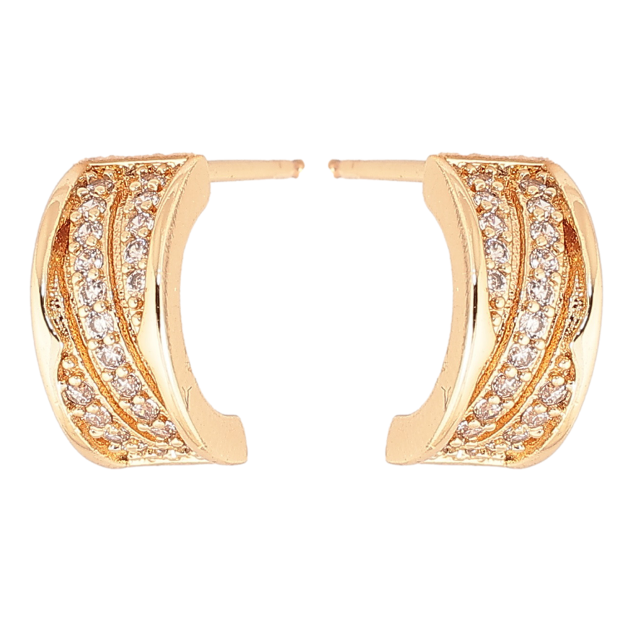 Серьги Xuping Позолота 18K пусеты Узор с кристальными дорожками фото №1