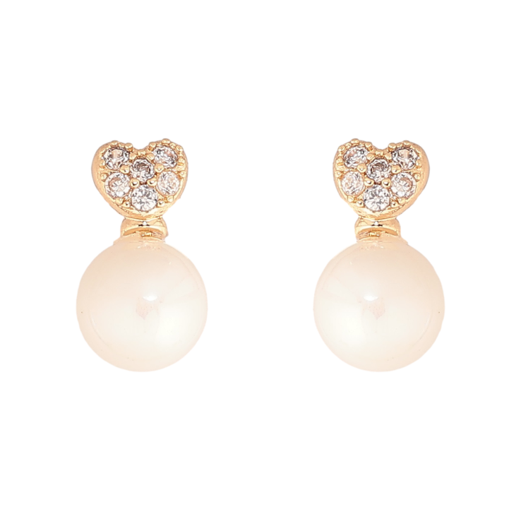 Серьги Xuping Позолота 18K пусеты Сердечки с жемчужинами фото №15