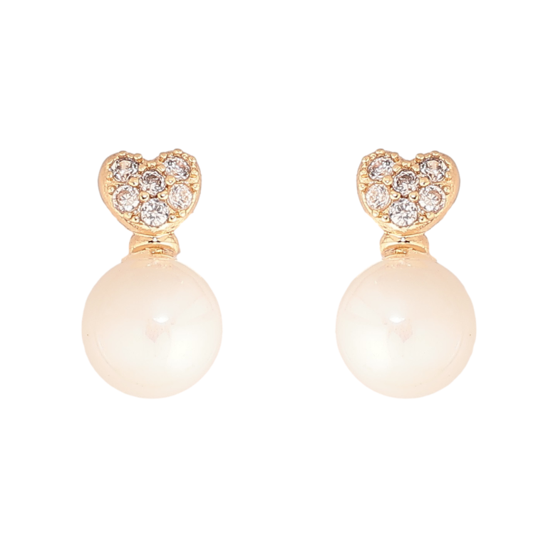 Сережки Xuping Позолота 18K пусети «Сердечка з перлинами фото №1