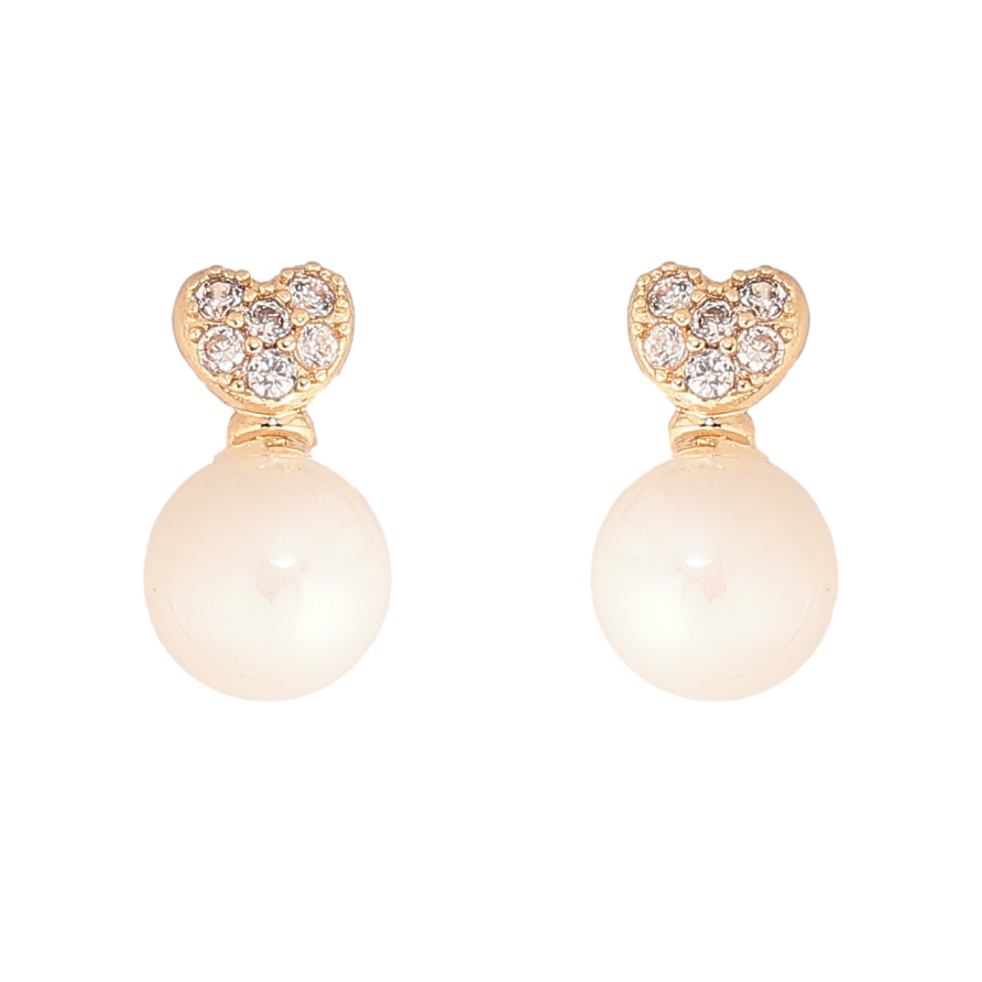 Серьги Xuping Позолота 18K пусеты Сердечки с жемчужинами фото №1