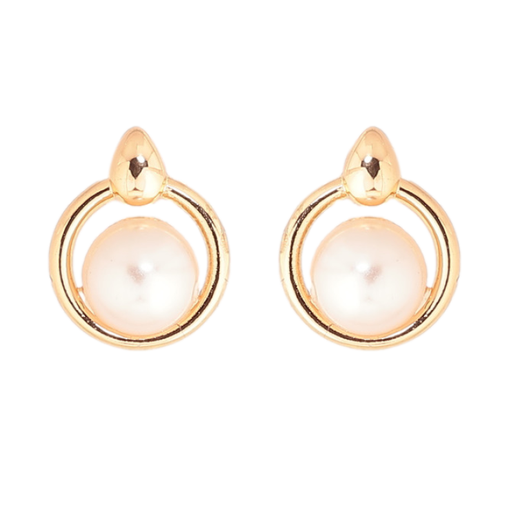 Сережки Xuping Позолота 18K пусети «Перлини в колечках фото №5