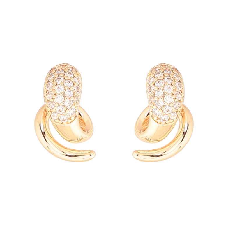 Сережки Xuping Позолота 18K пусети «Візерунок з кристалами фото №1 Сережки Xuping Позолота 18K пусети «Візерунок з кристалами фото №1