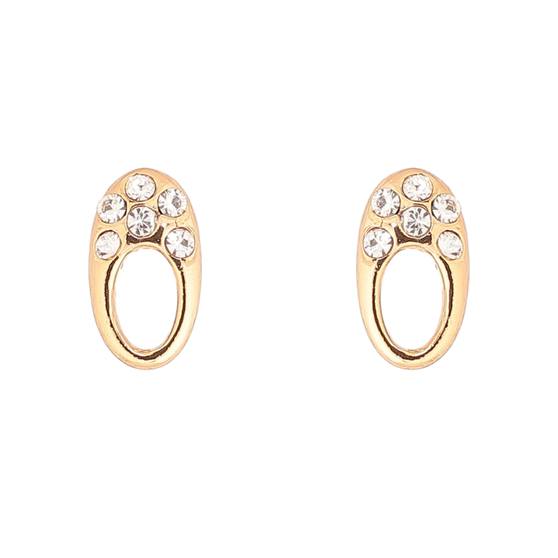 Серьги Xuping Позолота 18K пусеты Овалы с кристаллами фото №2