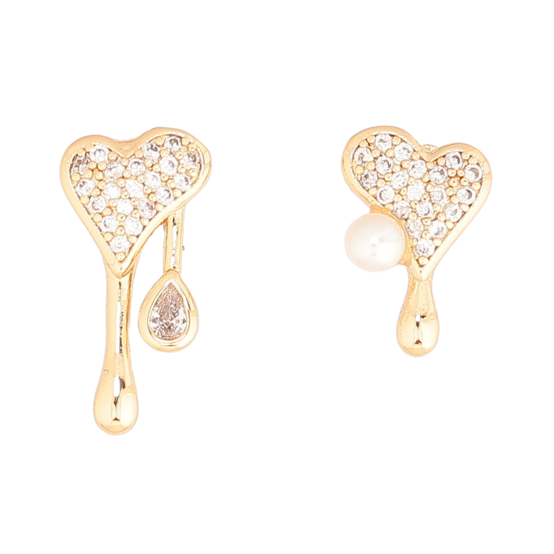 Сережки Xuping Позолота 18K пусети «Асиметричні сердечка фото №1