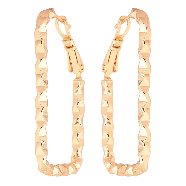 Сережки Xuping Позолота 18K італійський замок «Прямокутники з візерунком фото №19