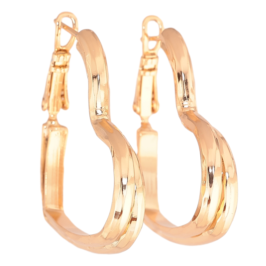 Серьги Xuping Позолота 18K итальянский замок Сердечки узор на одну сторону фото №1 Серьги Xuping Позолота 18K итальянский замок Сердечки узор на одну сторону фото №1