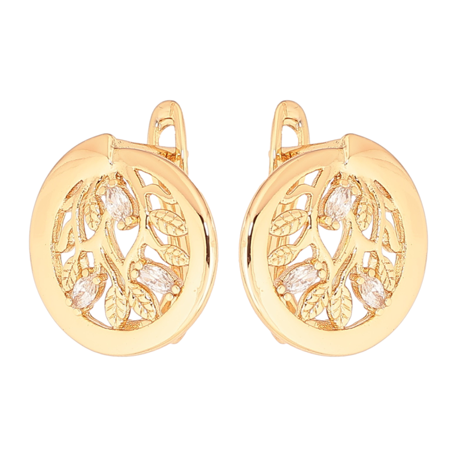 Серьги Xuping Позолота 18K английский замок Колечки с растительным узором фото №1