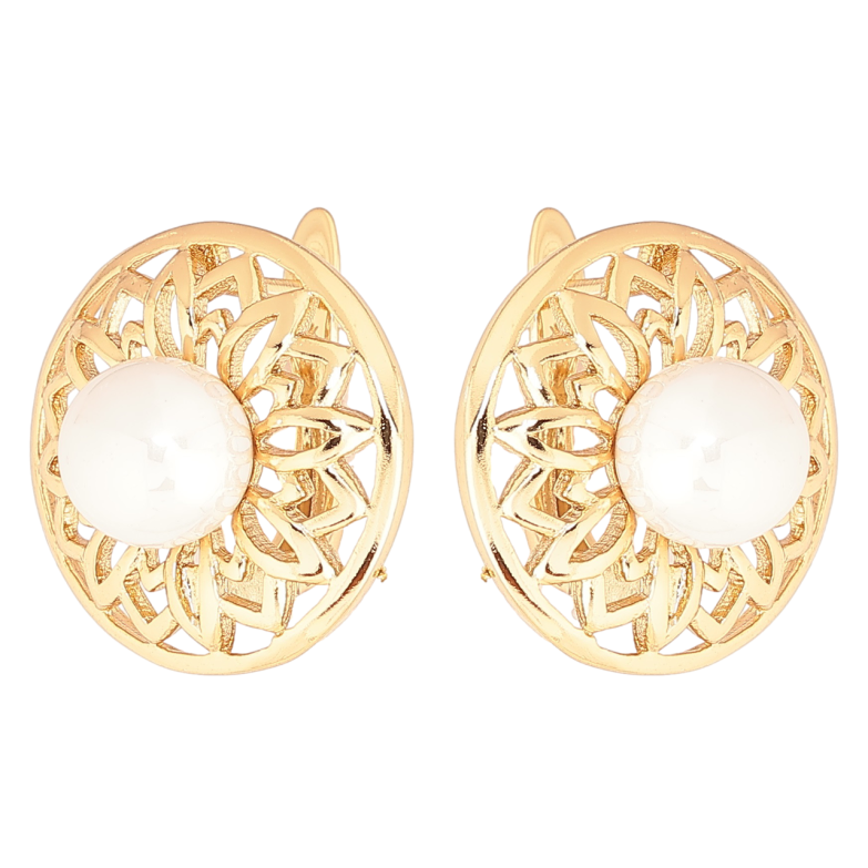 Сережки Xuping Позолота 18K англійський замок Квітковий візерунок з перлинами фото №12