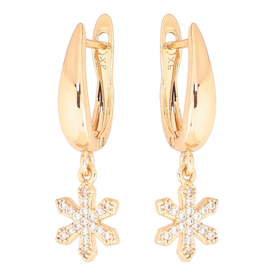 Серьги Xuping Позолота 18K английский замок Снежинки фото №1 Серьги Xuping Позолота 18K английский замок Снежинки фото №1